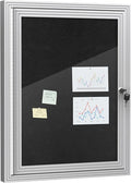 Mifuro 26"x20" Enclosed Bulletin Board, Outdoor Lockable Weather-Resistant Aluminum Cork Noticeboard for School & Office, Silver Frame w/Black Flet