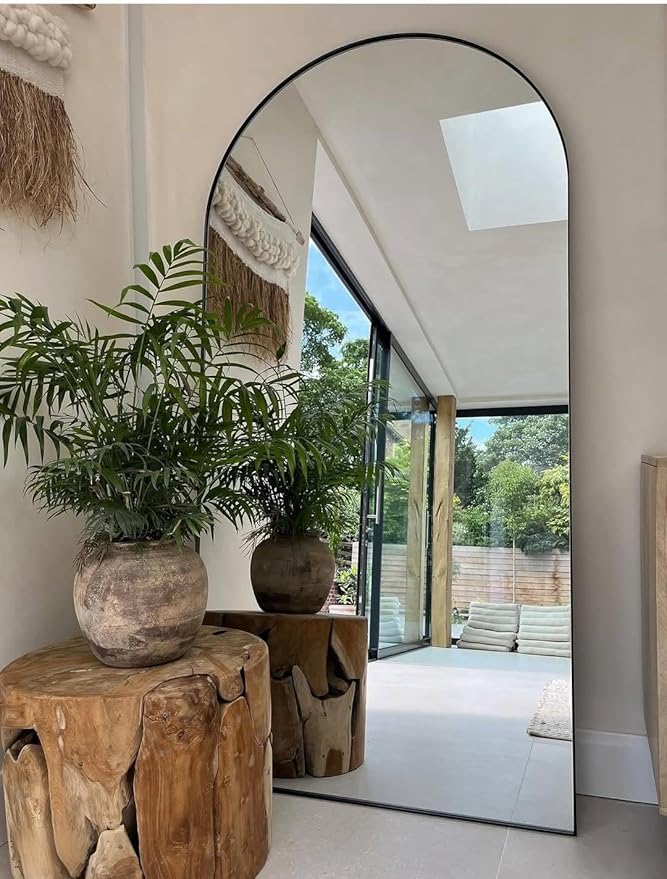 71"x32"Floor Mirror Full Length,Arched Full Length Mirror with Stand,Full Body Mirror,Hanging or Large Leaning for Bedroom Living Room Black