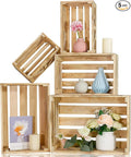 Wooden Crates for Display 5 Pack Wood Storage Crate for Home Rustic Nested Crates with Handles, Farmhouse Wooden Basket for Storage Container and Decorations