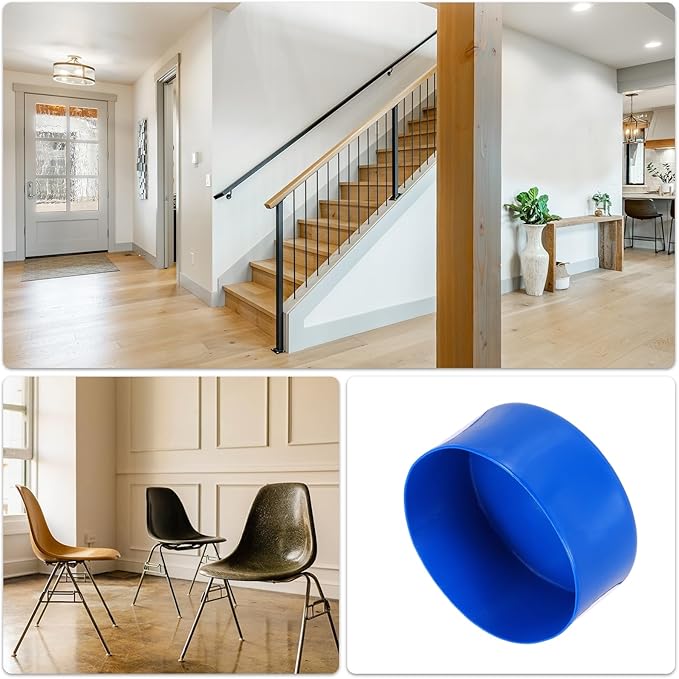 uxcell 4pcs Rubber End Caps 110mm(4.3 Inch) ID Vinyl Round End Cap Cover Screw Thread Protectors Blue, 50mm Height