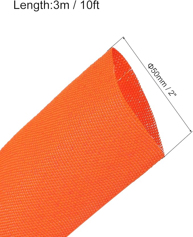 MECCANIXITY Braided Cable Sleeves Heat Shrinkable Fabric Sleeving, 2" 10ft Orange 2:1 Ratio Heat Shrinkable Cord Protector for Harness Cable, Network Cable Protection, Cable Management