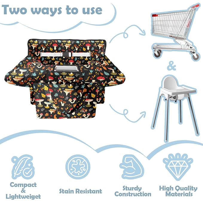 Shopping Cart Cover for Baby Girl Boy 2-in-1 High Chair Water Resistant High Chair Cover w/Phone Pouch Pocket Gender Neutral Cart Cover for Zebra Texture Babies Padded Grocery Cart Cover for Baby