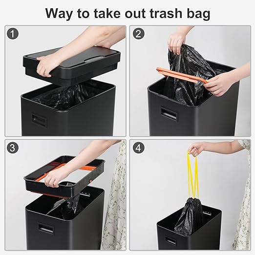 Mbillion Automatic Touchless 21 Gallon Motion Sensor Trash Can Stainless Steel Smart Trash Cans with Lid Rectangular Garbage Can for Kitchen Bedroom Home Office Black