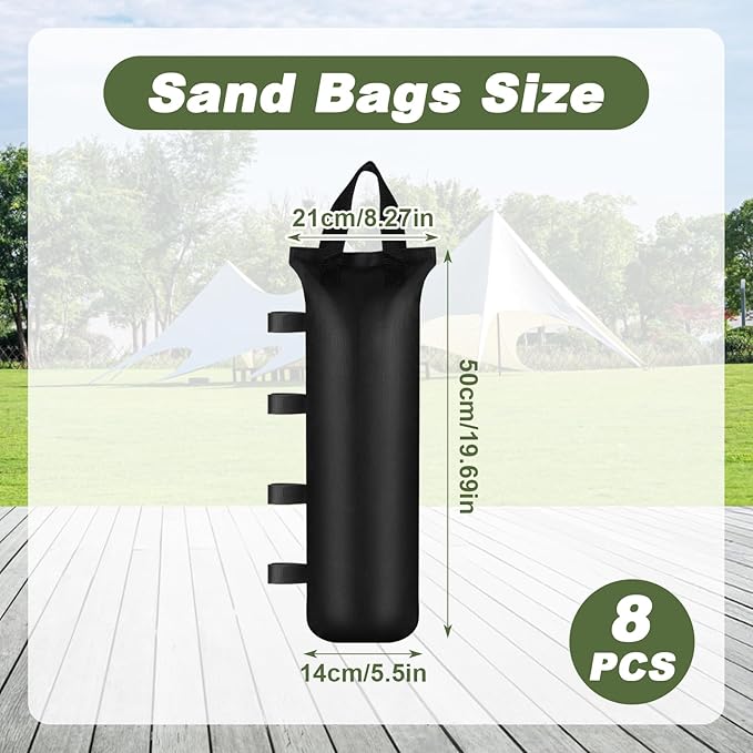 8Pcs Sand Bags for Weight 176LBS Heavy Duty Sandbags for Canopy Legs Pop up Canopy Weight Bags for Tent Outdoor Fixed Advertising Sunshade (Without Sand)