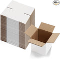 Calenzana 6x6x6 Inches Shipping Boxes Set of 40, White Corrugated Cardboard Box for Packing Mailing Small Business