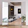Full Length Stand Up Mirror on Wheels,79''×67'',Large Tri-Fold Floor Mirror with Stand,Movable 3-Way Full Length Standing Mirror for Gym, Dance Studio, Fitness Room, and Home (Silver)