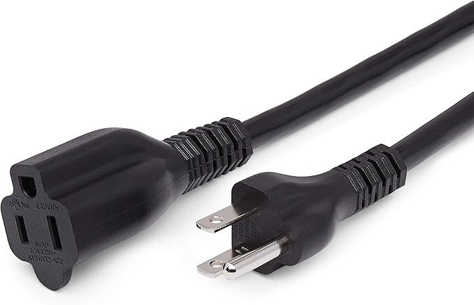 Amazon Basics Extension Cord, 13 Amps, 125V, 10 Foot, Black - Pack of 2