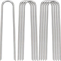 12 Inch Landscape Staples, 12/25/50/100 Pack Galvanized Garden Stakes, 8 Gauge Heavy Duty U-Shaped Ground Stakes for Weed Barrier Fabric, Irrigation Tubing, Fence, Outdoor Decorations