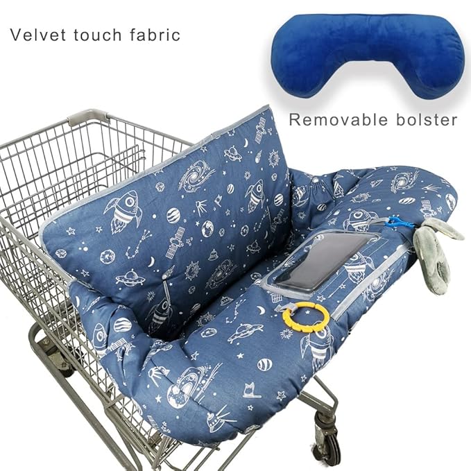 Shopping Cart Cover for Baby/Toddler, Cozy High Chair Cover, Blue Spaceship