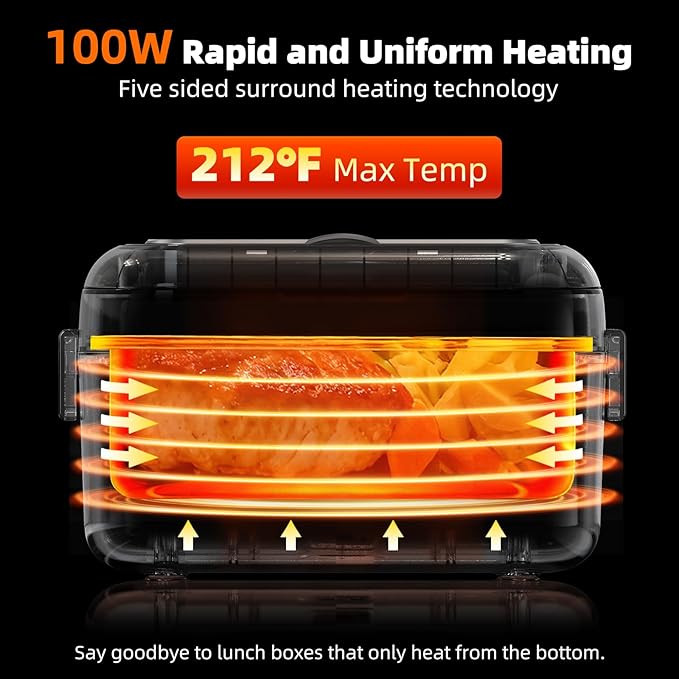 Cordless Heated Lunch Box for Men, 6.3 Cup 100W Electric Lunch Box Food Warmer with 24000mAh Battery for Self Heating, Including Cutlery, Insulated Bag and Divider for Women Adults (Grey+Beige)