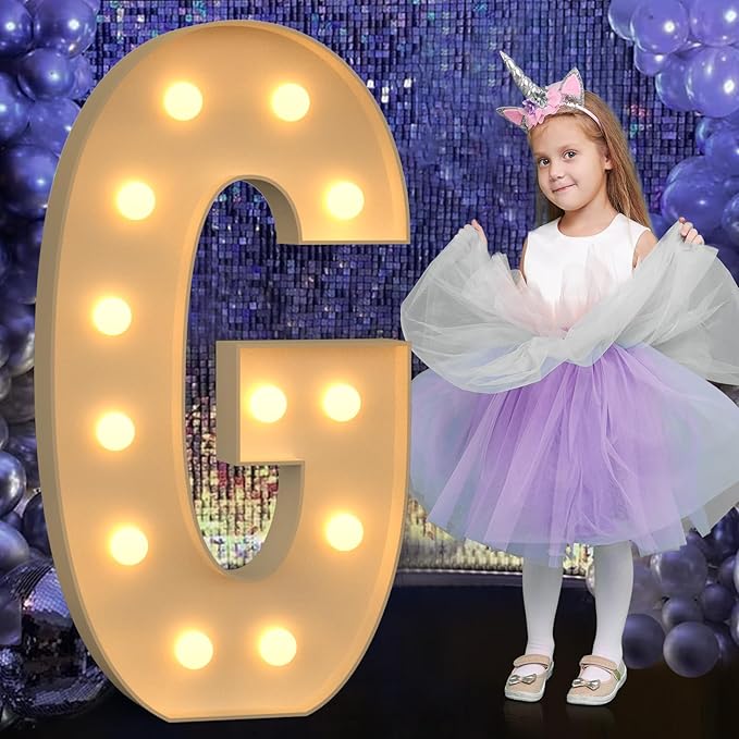 Marquee Letters 4 Feet Tall, 4FT Large Light up Letters G, Big Sign G with Warm White Light for Birthday Wedding Proposal Engagement Graduation Party Backdrop Decorations
