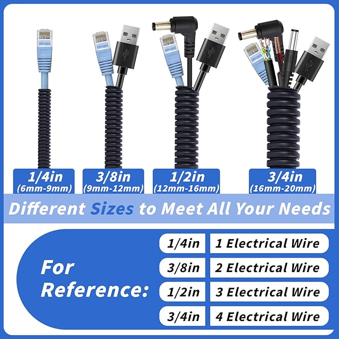 250FT Split Wire Loom Tubing, 3/8 Inch Wire Protector Tubing, Automotive Wire Flexible Conduit Cord Covers with 20 Cable Ties for Automotive Marine RV Agriculture Electrical Cable Protection