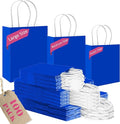 qiqee 100PCS Gift Bag with Handles Bulk Diamond Blue Paper Bags Assorted Sizes(33pcs Large 13",33pcs Medium 11",34pcs Small 8")