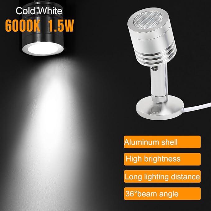 Taysing LED Mini Indoor Spotlight – Accent Lighting for Display Shelves, Paintings, Plants, Jewelry, Showcase, Under Cabinet – Adjustable Indoor Spot Light(Cold White Dimming&Timing)
