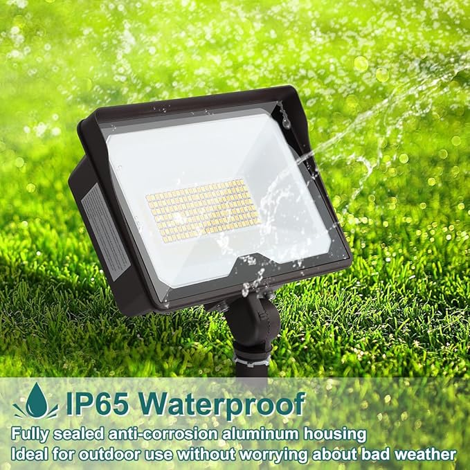kadision 55W LED Flood Light with Dusk-to-Dawn Photocell, 3000K/4000K/5000K Selectable, 120V 6600lm IP65 Waterproof Knuckle Mount Outdoor Security Lights, ETL Listed
