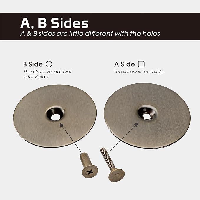 Door Hole Cover Plate, 2-5/8" Diameter Solid Steel, Hole Filler Plate (2, Antique Brass)