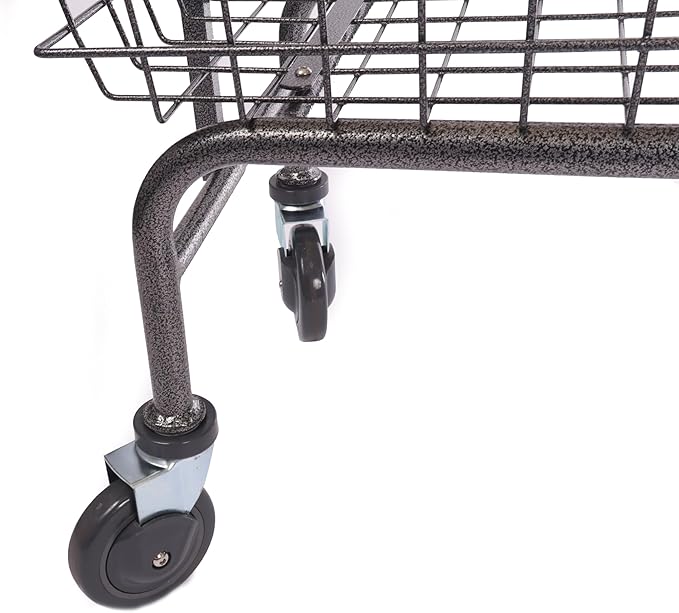 Heavy Duty Uhandle Laundry Cart with 5" Wheel (Charcoal Grey Pole Rack)