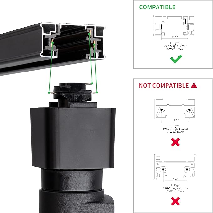 mirrea H Type LED Track Lighting Heads, Track Light Head with 24° to 60° Adjustable Beam Angle, 13.5W 90 CRI 3000K Warm White Black Painted, Pack of 12