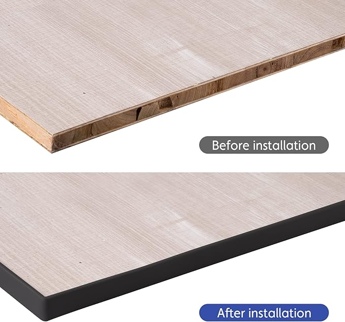 U-Shape Edge Banding, 16.4ft TPE Self Adhesive Veneer Edging Trim Flexible Corner Edge Protector, Furniture Edge Strip for Countertop Table Cabinet Shelve Restoration (12mm, Black)