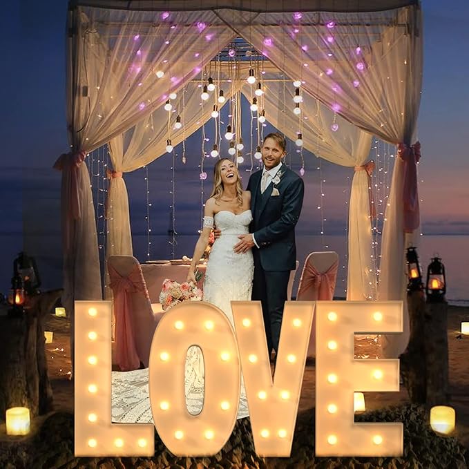 Marquee Letters 3 Feet Tall, 3FT Large Light up Letters V, Big Sign V with Warm White Light for 15th XV Birthday Wedding Proposal Engagement Graduation Party Backdrop Decorations