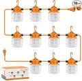 NS 100FT Construction String Lights 150W LED Industrial Grade 15000LM 5000K IP65 Linkable for Construction Sites, Temporary Work, Renovation, Jobsite,All Outdoor Lighting, with 10 Bulbs and Hook