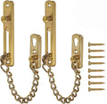 2 Pack Door Chain Lock, KINJOEK Stainless Steel Security Chain Guard with Spring Anti Theft Press Lock, Heavy Duty Polished Door Latch with Screws, Gold