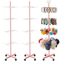 Ripeng 2 Pcs Retail Display Stand Rotating Spinner Display Rack Adjustable Jewelry Stand with Wheels for Keychains Earrings Craft Shows Vendor Events & Stores Accessories (4 Tier,Pink)