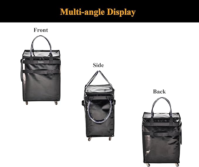 Reusable Grocery Bag On Wheels Large Capacity Shopping Trolley Foldable Rolling Tote Bag with Heavy Duty Handle for Travel