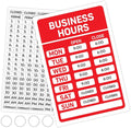 Business Hours Sign – 12×8" PVC Plastic Door/Window Sign | Waterproof, UV-Printed, Easy to Read | Store/Shop Hours Open & Close Time for Retail, Restaurant, Office