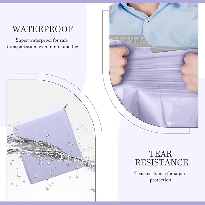 Metronic Large Poly Mailers 24x24 100 Pcs, Strong Adhensive Shipping Bags for Clothing, Waterproof Mailers Bags for Small Business, Shipping Envelopes, Tear-resistant Mailing Bags in Lilac Purple