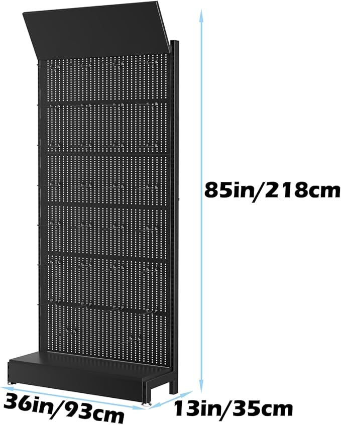 Metal Pegboard Shelf - Peg Board Display Stand with 30 Hooks, 85x36x13 in, Portable Garage Pegboard Organizer Retail Display Rack for Craft Shows,Kitchen Decoration, Mobile Phone Shop/Black