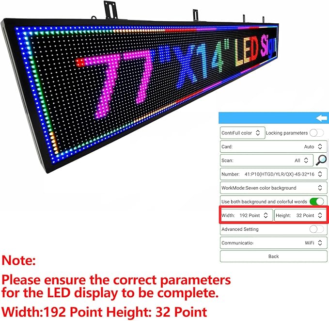 P10 LED Signs Programmable Outdoor 77"x14", IP65 Waterproof Scrolling LED Sign, Vibrant Colors Digital Led Signage Displays, Wifi + USB Control Open Signs for Business