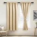 JIUZHEN Blackout Curtains for Bedroom– Thermal Insulated,Noise Reducing Room Darkening Privacy Drapes for Living Room, Set of 2 Panels with Tiebacks, 38 x 72 inch Long, Light Beige