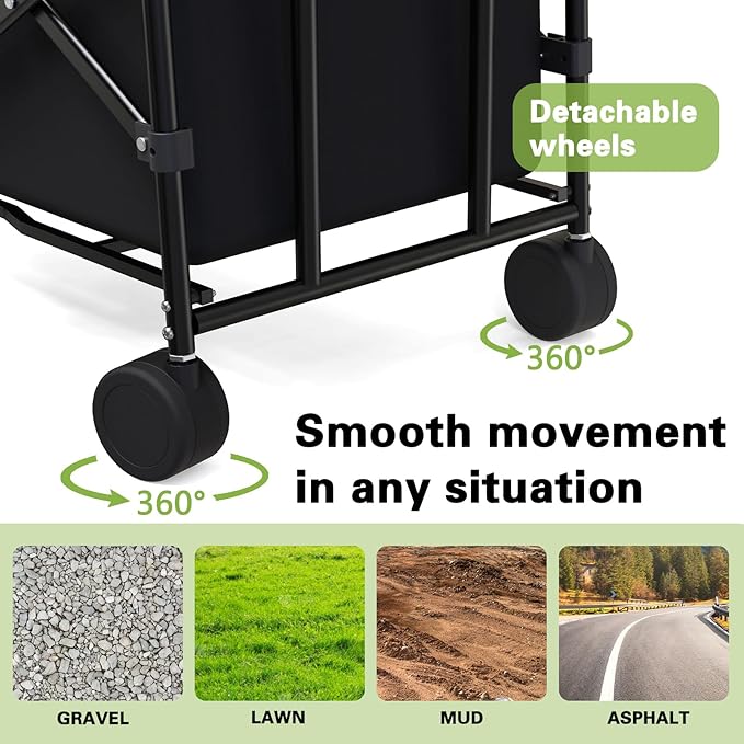 Collapsible Folding Shopping Cart, Portable Foldable Wagon with 220lbs Large Capacity, Collapsible Utility Wagon Cart for Shopping, Grocery, Camping, Gardening