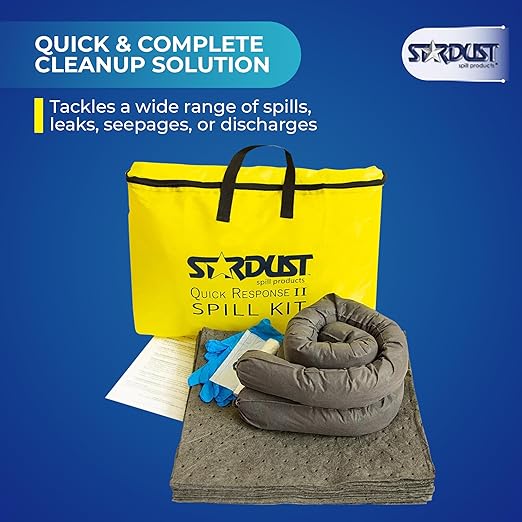 Stardust Spill Products Universal Spill Kit – OSHA Compliant Solution for Vehicles, Industrial, & Restaurant Use, Emergency Response Chemical, Water, & Bodily Fluid Cleanup, 6-Pack