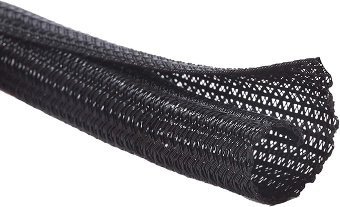 Alex Tech 25ft - 1 inch Cord Protector Wire Loom Tubing Cable Sleeve Split Sleeving For USB Cable Power Cord Audio Video Cable – Protect Cat From Chewing Cords - Black