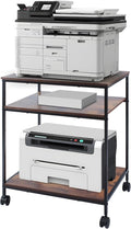 EMERIT 3-Tier Printer Stand for Laser/Inkjet/All-in-One - 23.6x18.9x31.5 Heavy Duty Cart w/Adjustable Shelves & Lockable Wheels, Storage for Scanner/Fax/Supplies - Industrial Home & Office