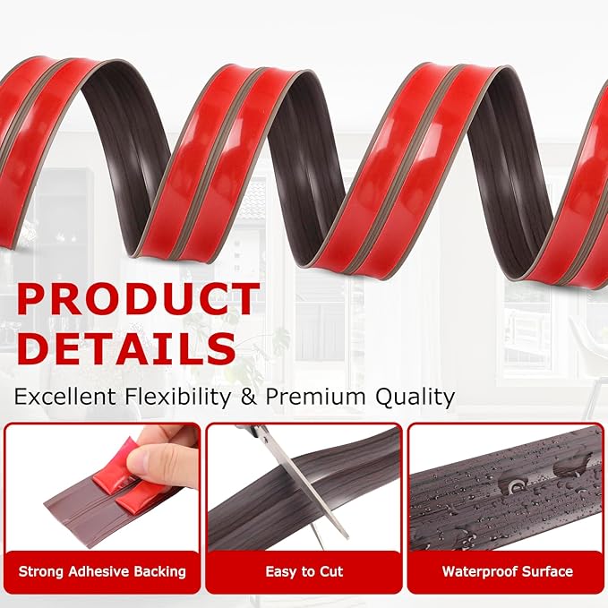 Flexible Wall Corner Protector Moulding Trim Peel and Stick Wall Corner Guards Edge Protector Self Adhesive Molding Trim Strip for Edge Ceiling (Dark Walnut Wood Grain, 1.6 in x 10 Ft)