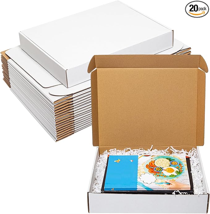 White Shipping Boxes 13x11x3" 20 Pack - Corrugated Cardboard Box Mailers for Small Business, Literature Mailer Packaging Supplies