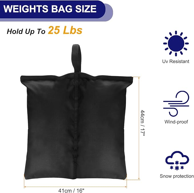 PATIKIL 17" x 16" Canopy Weight Sand Bags, 4 Pieces 600D Oxford Waterproof Leg Weights Sand Bags for Outdoor Canopy Tent Sun Shelter Patio Ladder, Black