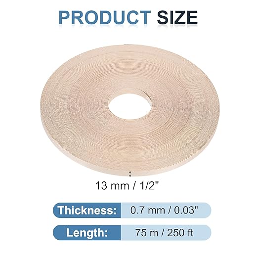 PATIKIL Maple Edge Banding, 1/2 Inch x 250 ft Wood Veneer Tape Pre-glued Flexible Plywood Edge Banding with Hot Melt Adhesive for Furniture Restoration