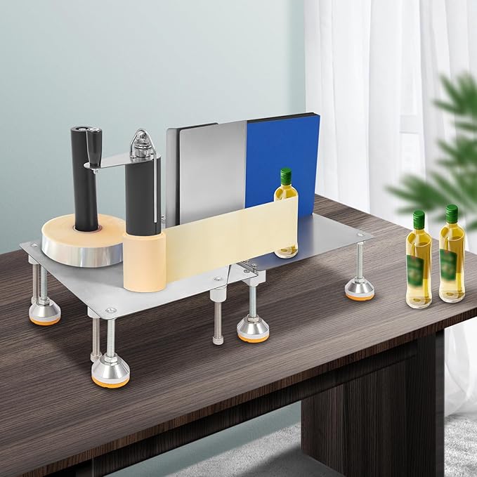 Manual Bottle Label Machine, Round Bottle Labeling Machine Desktop Label Applicator for Round/Square/Polygonal/Hexagonal Bottles