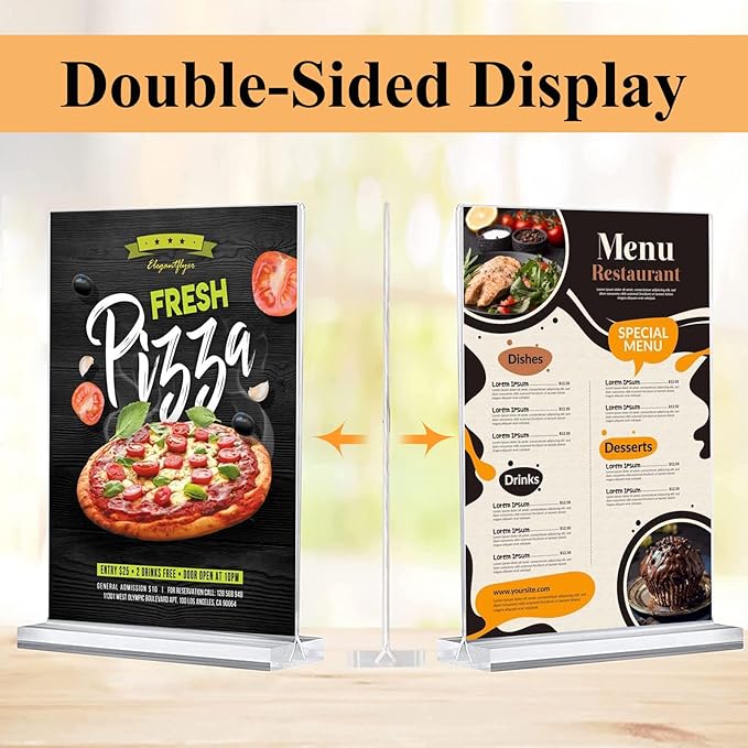 8.5x11 Acrylic Sign Holder 3 Pack Vertical Clear Table Menu Signs Holder,