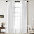Nanspring Linen White Curtains for Living Room 2 Panels Set Extra Long Back Tab Light Filtering Semi Sheer Drapes Modern Farmhouse Decor Linen Textured Curtain for Floor to Ceiling Window 52x131
