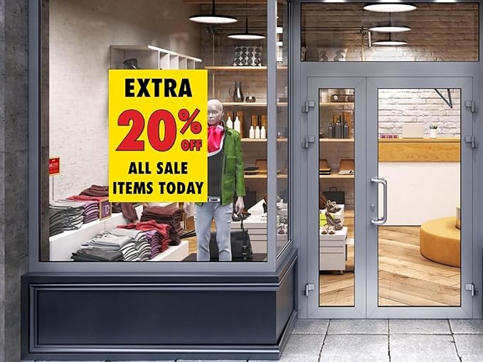 Extra 20 percent Off All Sale Items | Full Color Window Display Signs | 18"W x 24"H