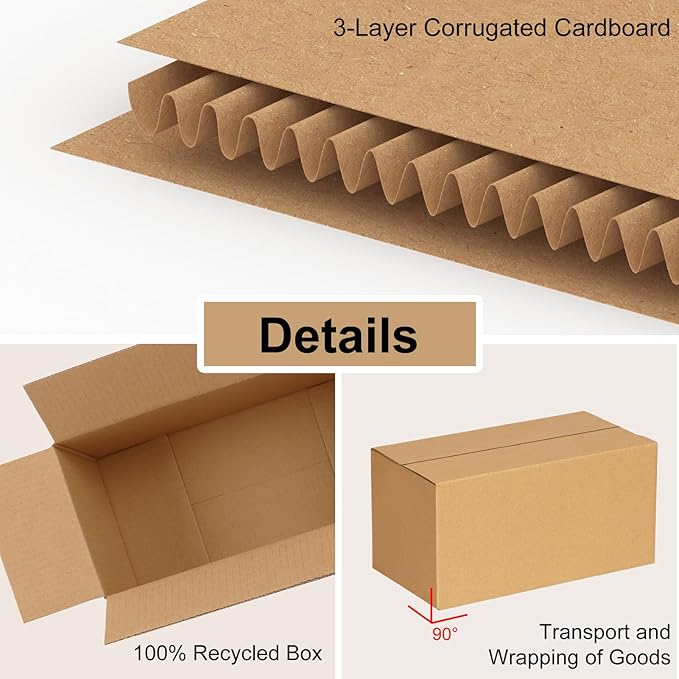 EdenseeLake 50 Pack 8x4x4 inches Small Shipping Boxes Corrugated Cardboard Boxes for Packing, Mailng, Moving, Brown