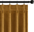 MIULEE Gold Velvet Blackout Curtains 90 inches Long, Pinch Pleated Drapes with Hooks, Thermal Insulated Pleat Design Luxury Panels for Living Room Bedroom, Set of 2
