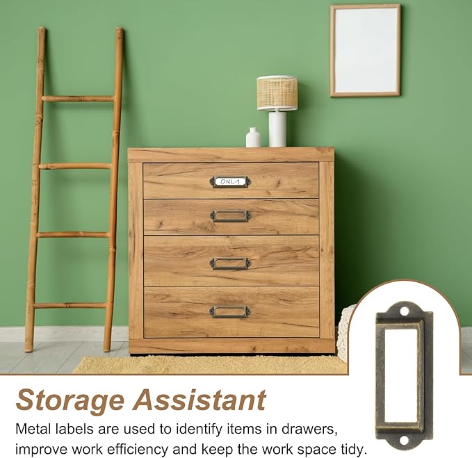 PATIKIL 60x24mm Metal Label Holders, 30 PCS Label Name Card Tag Frames with Screws for Office Library File Cabinets Shelves Wood Drawers Fabric Bins, Bronze