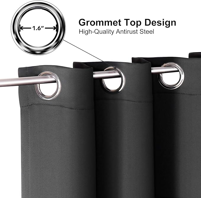 ChrisDowa Grommet Blackout Curtains for Bedroom - Thermal Insulated Room Darkening Curtains for Living Room (1 Panel Set, Dark Grey,52W x 45L)