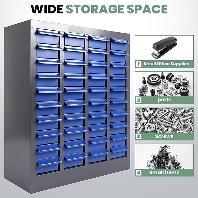 40 Drawers Alloy Steel Nut and Bolt Organizer, Parts Cabinet with Adjustable Shelves and Label Stickers, Bolt Organizer for Nuts Bolts Parts Screws Small Items